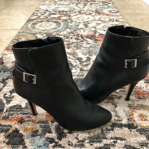 Black leather booties